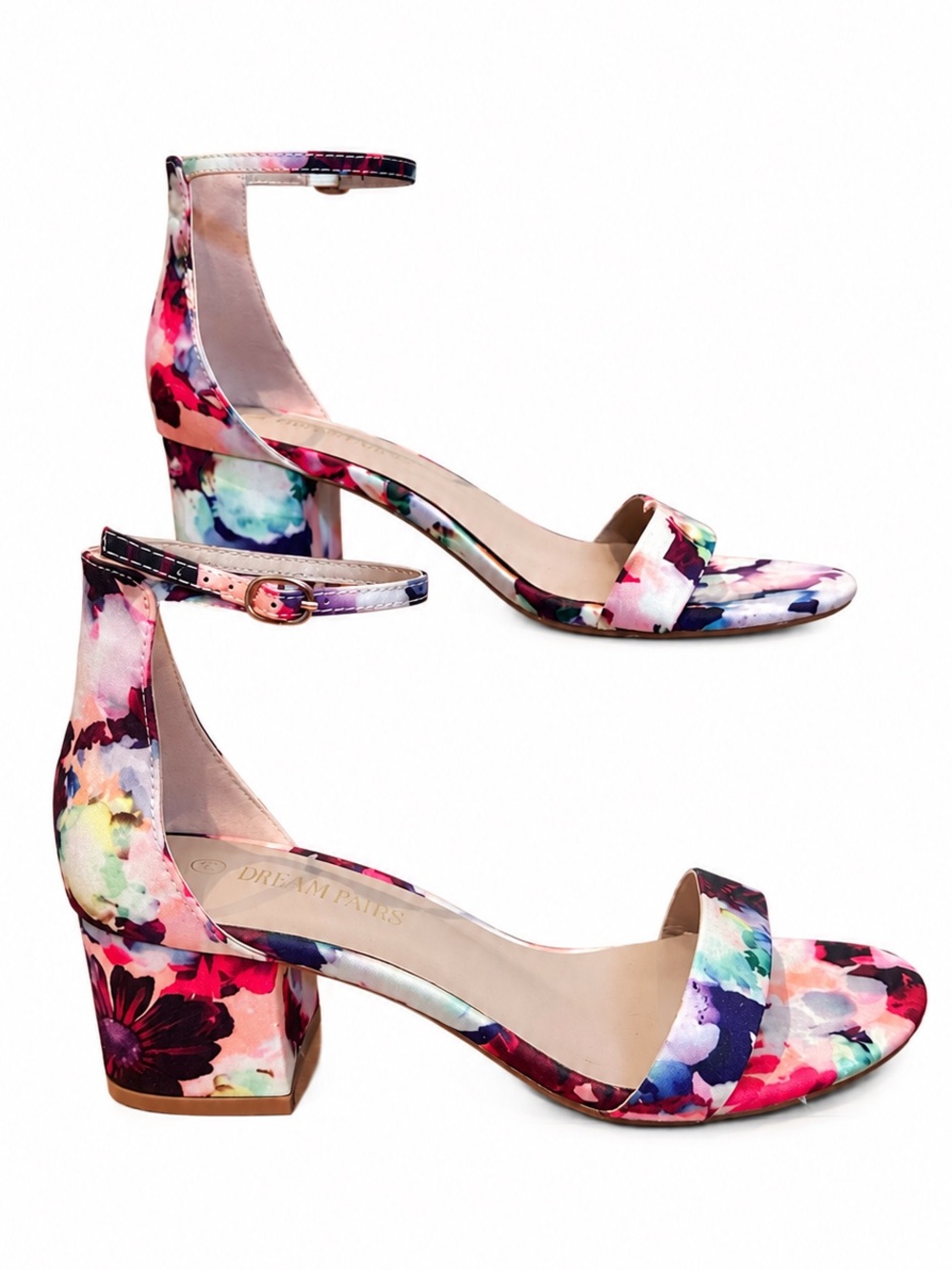 Dream Pairs Chunkle Floral Block Heel Ankle Strap Sandals Size 8.5